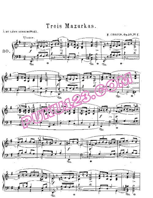 天天钢琴网-免费下载Chopin - Trois Mazurkas Op.50