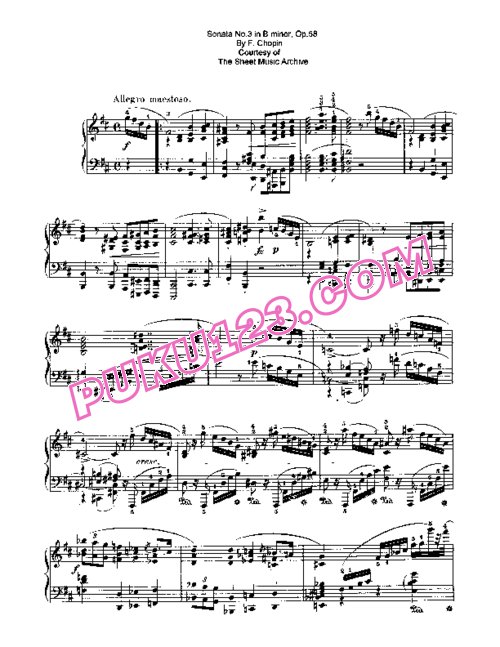天天钢琴网-免费下载Chopin - Piano Sonata No.3 in b Minor Op.58