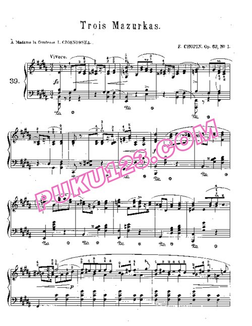 天天钢琴网-免费下载Chopin - Trois Mazurkas Op.63