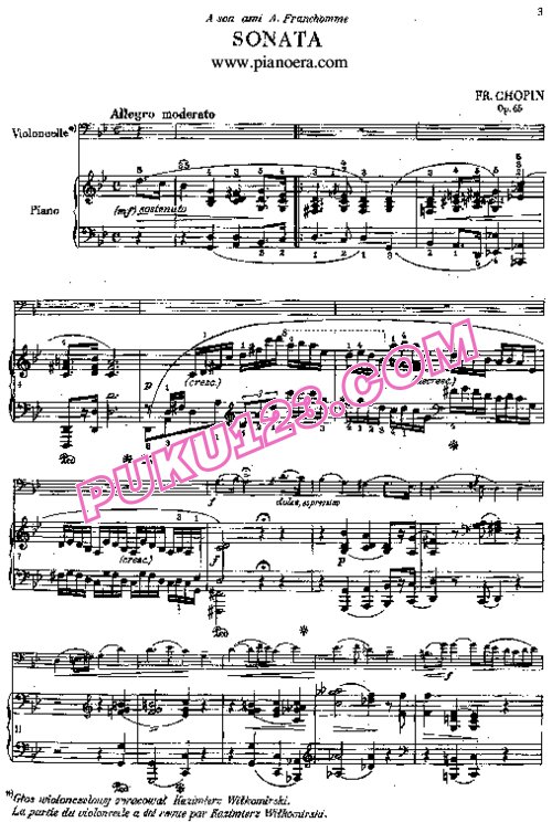 天天钢琴网-免费下载Chopin - Sonata For Cello And Piano in g Minor Op.65 大提琴与钢琴谱