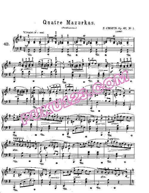 天天钢琴网-免费下载Chopin - Quatre Mazurkas Op.67