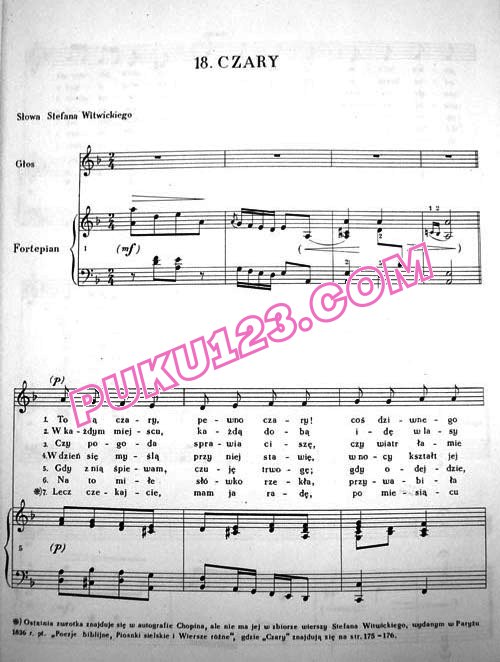 天天钢琴网-免费下载Chopin - Lied in d Minor, Enchantment (Czary) (1830) Op.posth 无编号《魅力》Czary