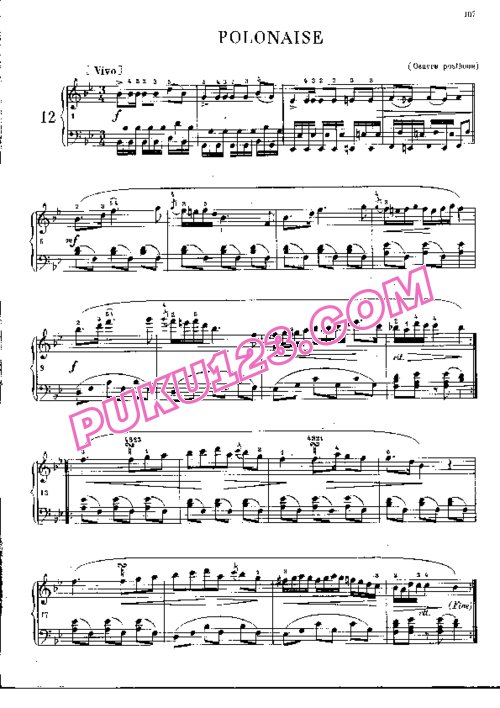 天天钢琴网-免费下载2. 降B大调波兰舞曲Chopin - Polonaise in B-flat Major Op.posth, 1817