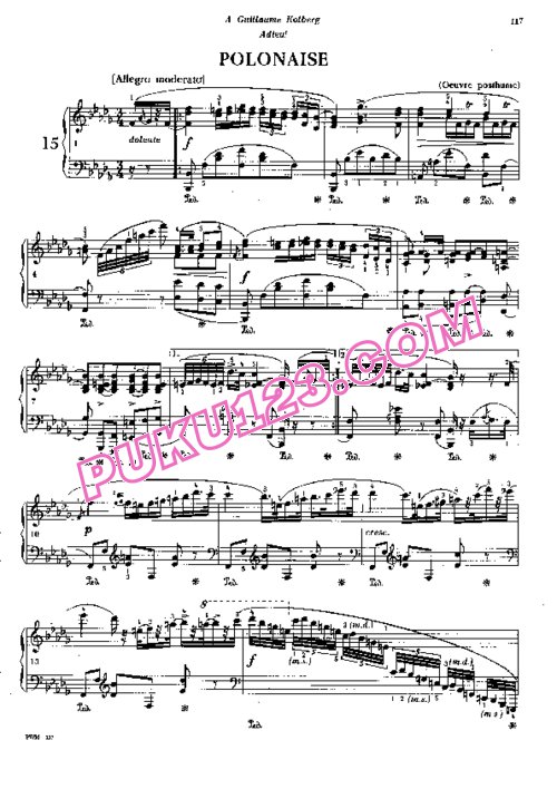 天天钢琴网-免费下载5. 降b小调波兰舞曲“告别”Chopin - Polonaise in b-flat Minor, Adieu, Op.posth, 1826