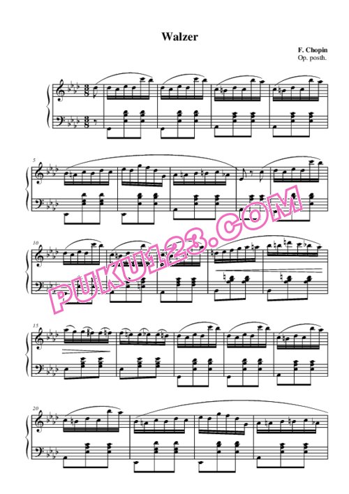 天天钢琴网-免费下载3. 降A大调圆舞曲Chopin - Valse in A-flat Major Op.posth, 1830