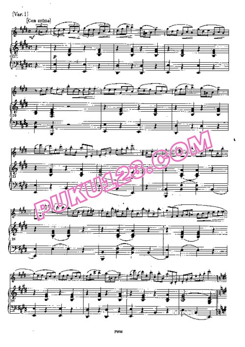 天天钢琴网-免费下载Chopin - Variations in E Major for Flute and Piano 长笛与钢琴