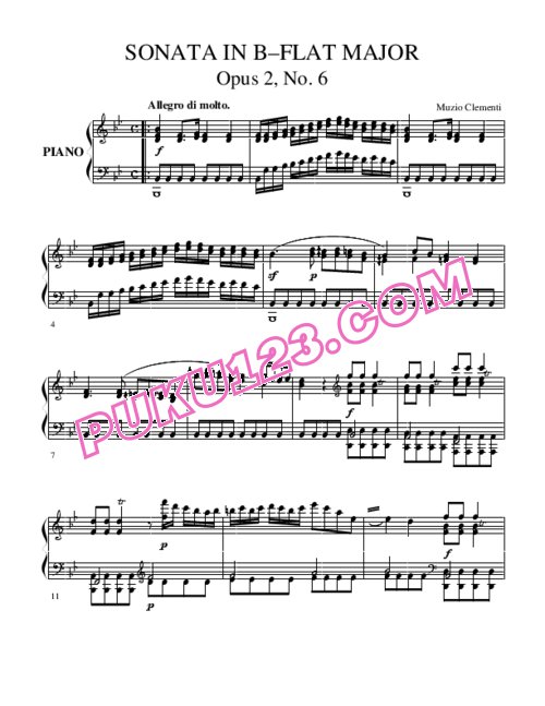 天天钢琴网-免费下载Clementi - Sonate op 2 no 6 B Flat major