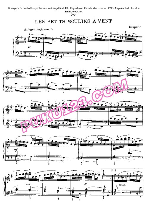 天天钢琴网-免费下载Couperin - Les Petits Moulins a Vent