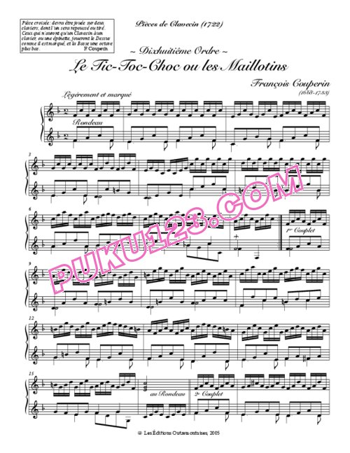 天天钢琴网-免费下载Couperin - Le Tic-Toc-Choc, ou les Maillotins