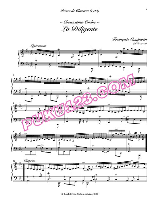 天天钢琴网-免费下载Couperin - La Diligente