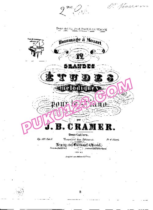 天天钢琴网-免费下载Cramer - 12 Grandes Etudes Melodiques, Hommage to Mozart Op.107