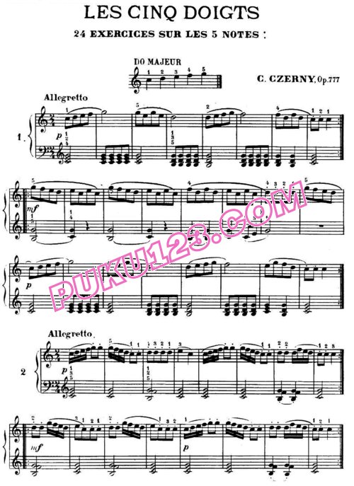 天天钢琴网-免费下载Czerny - 24 Exercises on 5 Notes Op.777