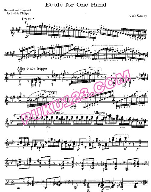 天天钢琴网-免费下载Czerny - Etude for one hand (To play with both hands seperately)