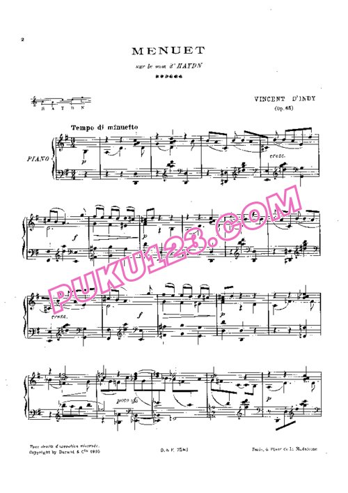 天天钢琴网-免费下载D Indy - Menuet sur le nom d Haydn Op.65