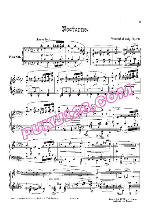 天天钢琴网-免费下载D indy - Nocturne in G-flat Major Op.26