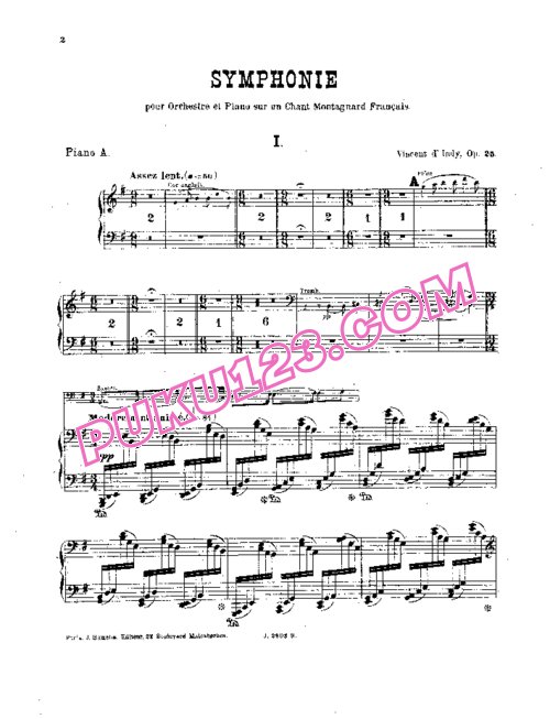 天天钢琴网-免费下载D_Indy_-_Symphony on a French Mountain Air Op.25 - 2 Pianos