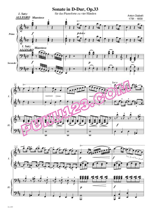 天天钢琴网-免费下载Diabelli - Piano Sonata in D Major For Two Pianos Op.33 双钢琴