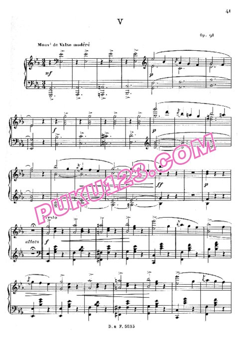 天天钢琴网-免费下载Durand - Valse No.5 in E-flat Major Op.91