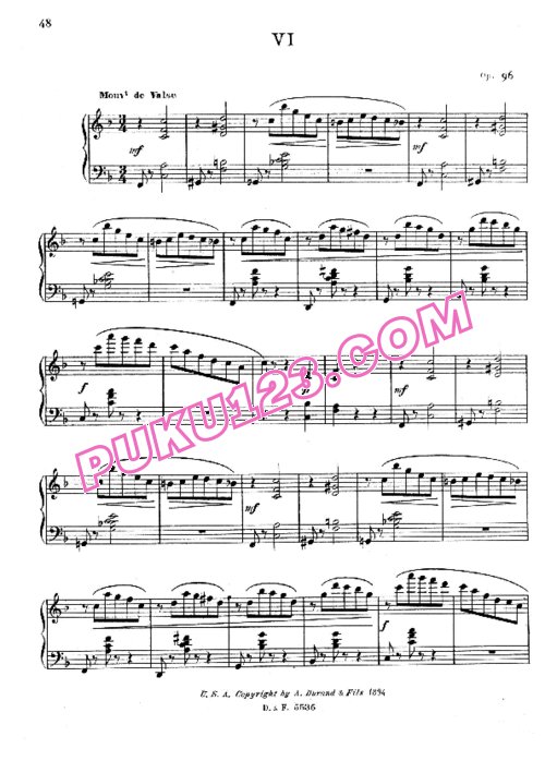 天天钢琴网-免费下载Durand - Valse No.6 in F Major Op.96