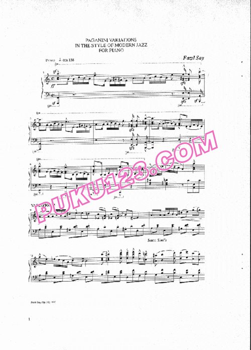 天天钢琴网-免费下载Say Fazil - Paganini Variations In the Style of Modern Jazz