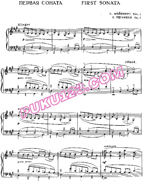 天天钢琴网-免费下载Feinberg - Piano Sonata No.1 Op.1
