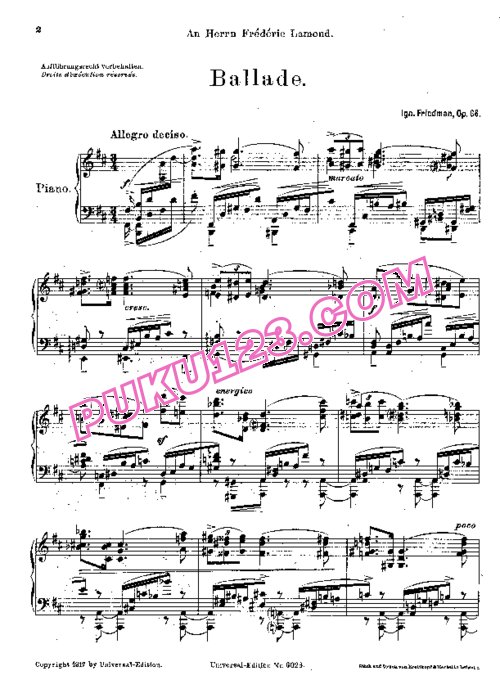 天天钢琴网-免费下载Friedman - Ballade in b Minor Op.66