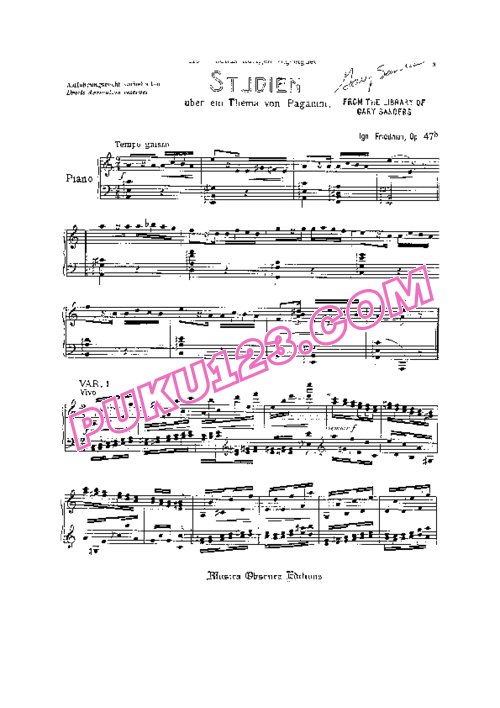 天天钢琴网-免费下载Friedman - Studien über ein Thema von Paganini Op.47b