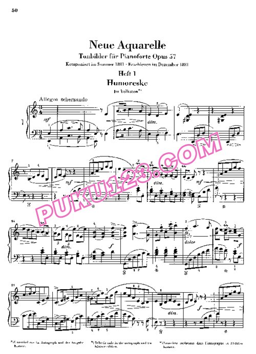 天天钢琴网-免费下载Gade - Neue Aquarelle Op.57