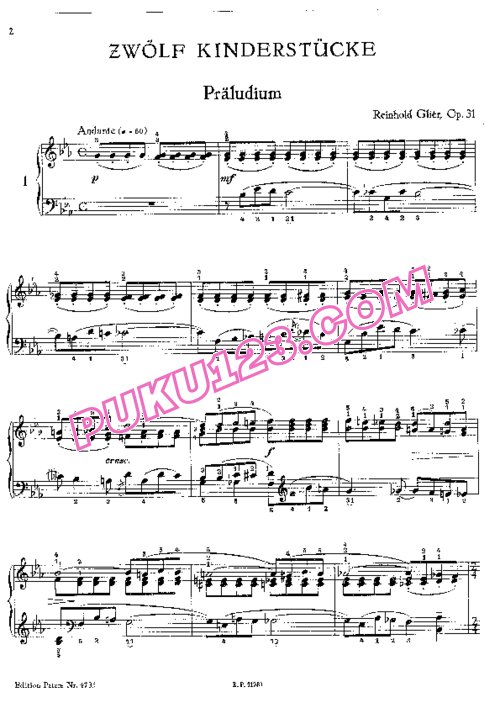 天天钢琴网-免费下载Gliere - Zwolf Kinderstucke Op.31