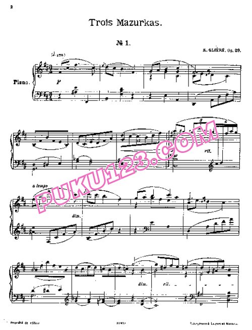 天天钢琴网-免费下载Gliere - 3 Mazurkas Op.29