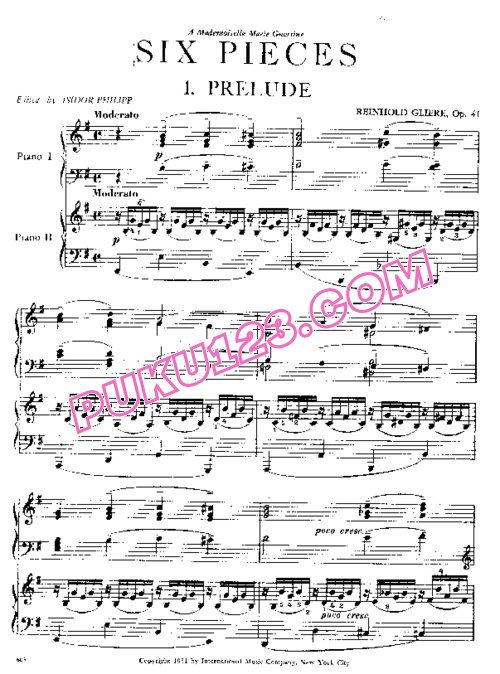 天天钢琴网-免费下载Gliere - 6 Pieces Op.41 - 2 Pianos
