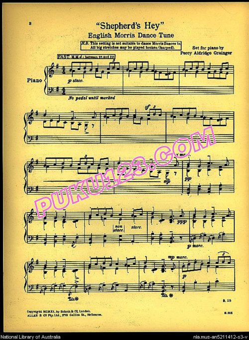 天天钢琴网-免费下载Grainger - English Morris Dance Tune, Shepherd s Hey