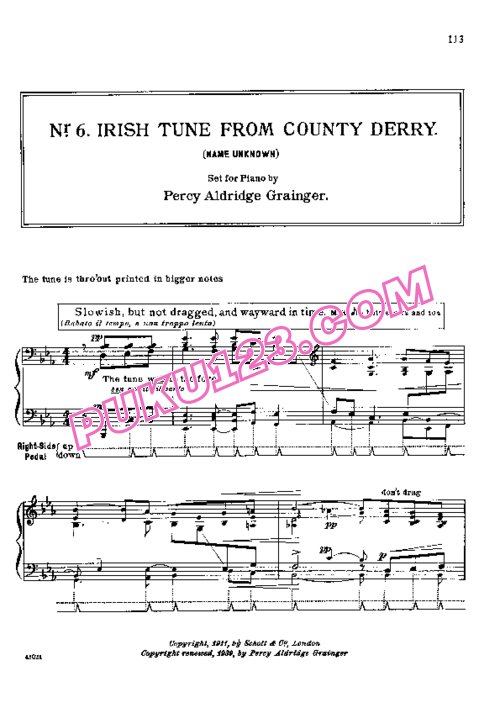 天天钢琴网-免费下载Grainger - Irish Tune From County Derry