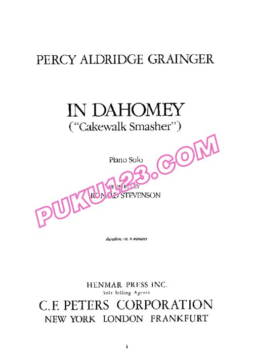 天天钢琴网-免费下载Grainger - In Dahomey, Cakewalk Smasher