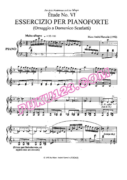 天天钢琴网-免费下载Hamelin - Etude No. 6 (Omaggio a Domenico Scarlatti)