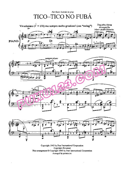 天天钢琴网-免费下载Hamelin - Abreu - Tico-Tico no Fuba 哈默林改编钢琴独奏版