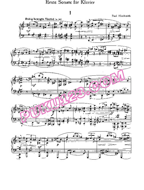 天天钢琴网-免费下载Hindemith.-.Piano-Sonata-No.1