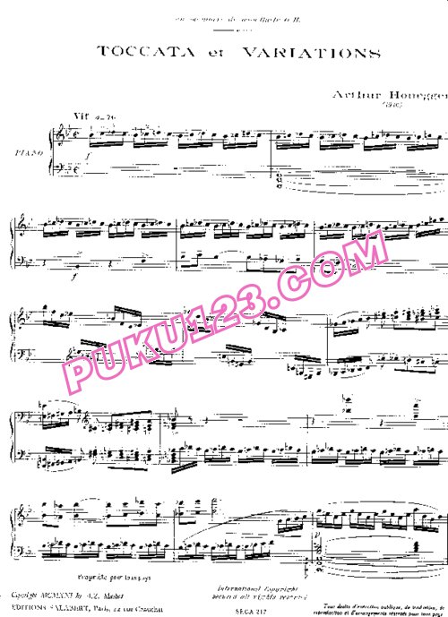 天天钢琴网-免费下载Honegger - Toccata et variations H.8