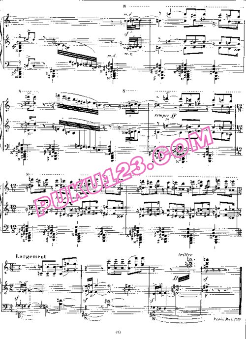 天天钢琴网-免费下载Honegger - Trois Pieces H.23