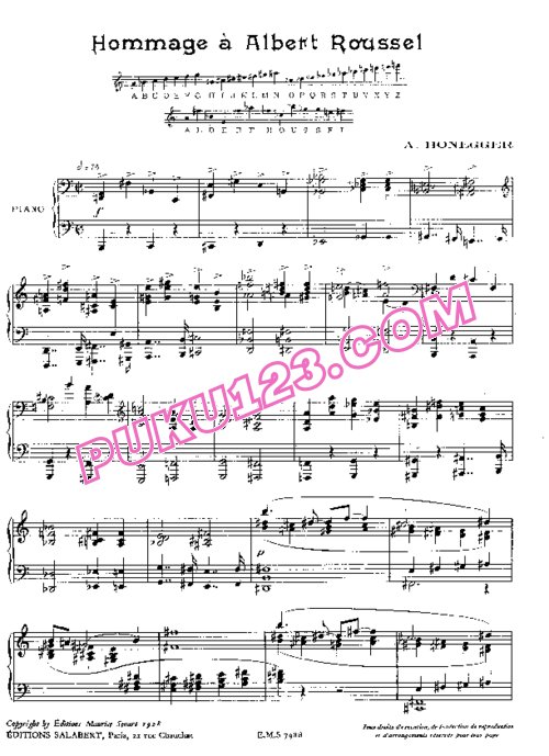 天天钢琴网-免费下载Honegger - Hommage A Albert Roussel H.69