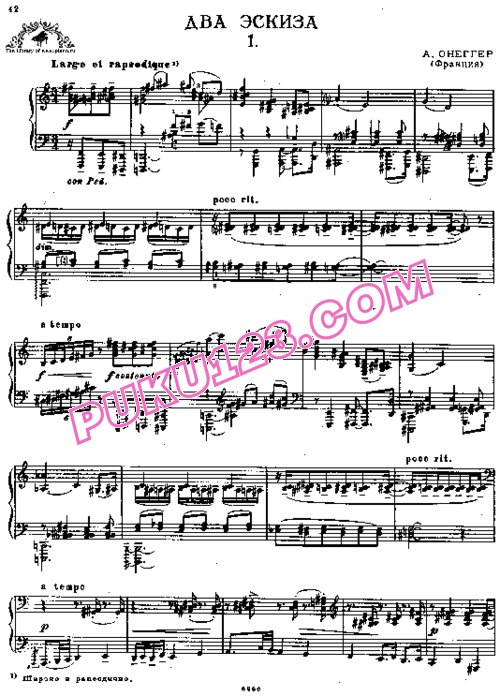 天天钢琴网-免费下载Honegger - Deux Esquisses H.173
