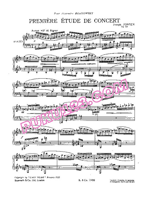 天天钢琴网-免费下载Jongen - Premiere Etude de Concert Op.65