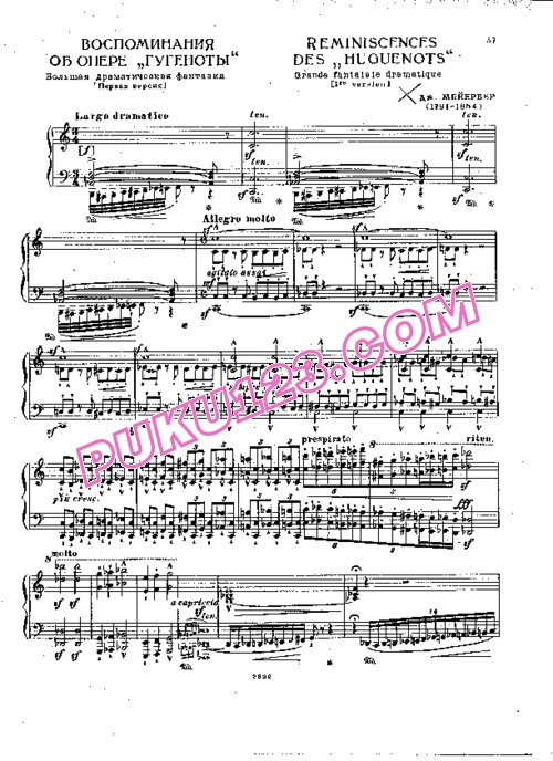 天天钢琴网-免费下载Liszt - Meyerbeer - Reminiscences des Huguenots S.412 李斯特改编钢琴独奏版