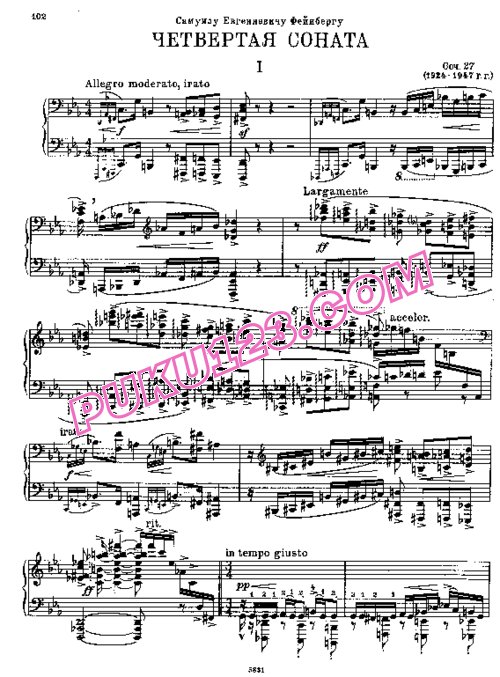天天钢琴网-免费下载Miaskovsky - Piano Sonata No.4 in c Minor Op.27