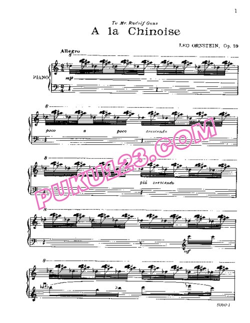 天天钢琴网-免费下载Ornstein - A la Chinoise Op.39