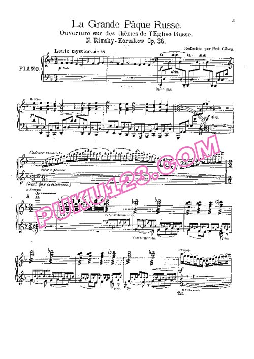 天天钢琴网-免费下载Rimsky-Korsakov - Gilson - La Grande Paque Russe Op.36 - 4 Hands 吉尔森改编四手联弹版