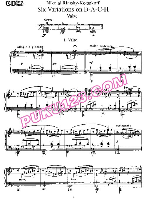 天天钢琴网-免费下载Rimsky-Korsakov - Six Variations on B-A-C-H Op.10