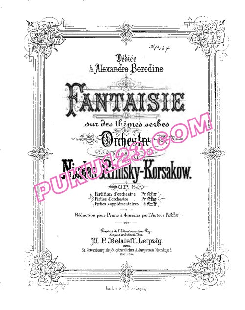 天天钢琴网-免费下载Rimsky-Korsakov - Fantasia on Serbian Themes Op.6 - 4 Hands 四手联弹版