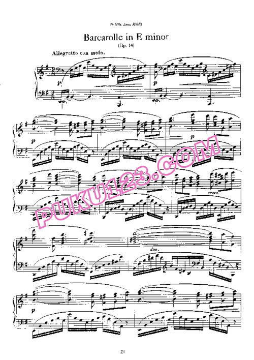 天天钢琴网-免费下载Scharwenka Xavier - Barcarolle in e Minor Op.14