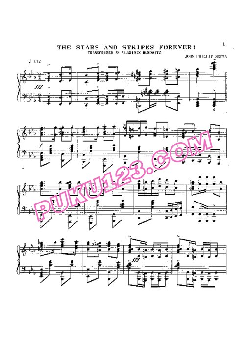 天天钢琴网-免费下载Sousa - Horowitz - Stars and Stripes Forever - Solo Piano 霍洛维兹改编钢琴独奏版